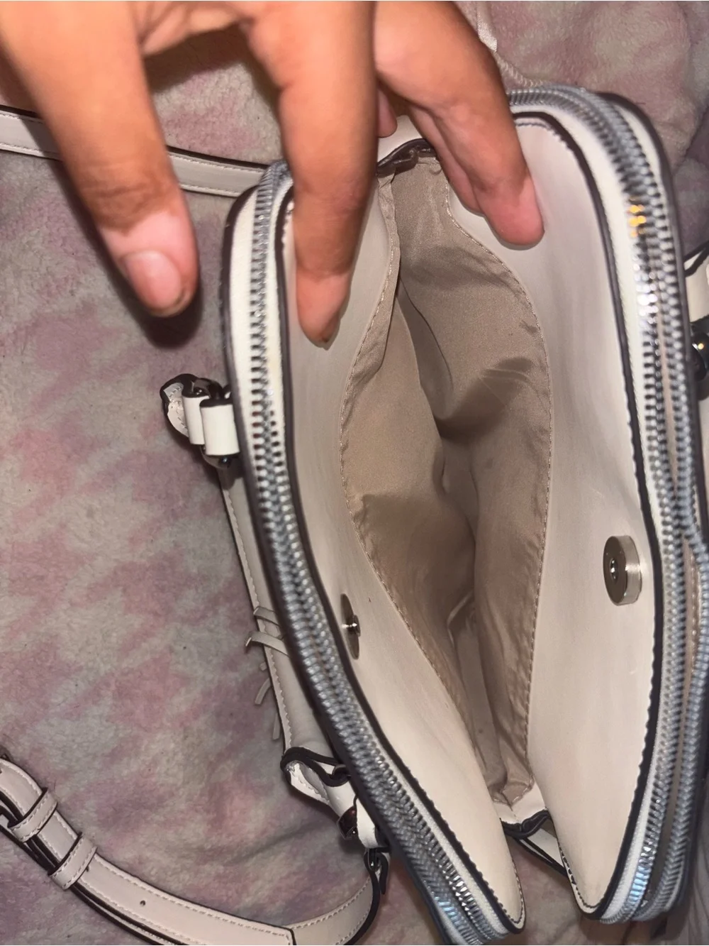 Nine West Navy and Cream Chain-Print Dome Crossbody Bag